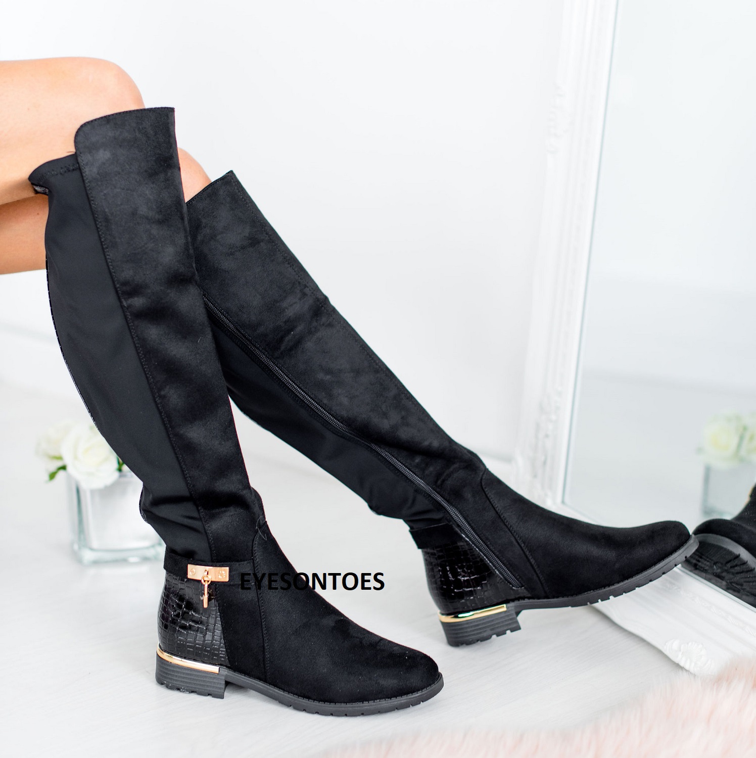 stretch flat boots